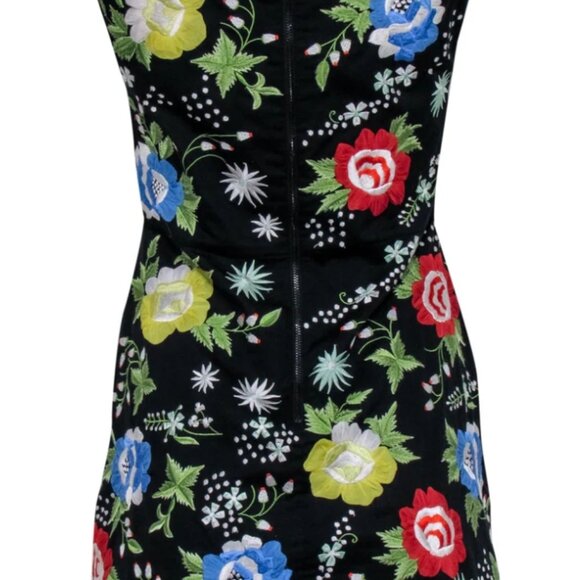 Alice + Olivia Ellen Black Floral Embroidered A-line Cotton Mini Dress $540 - Picture 5 of 13